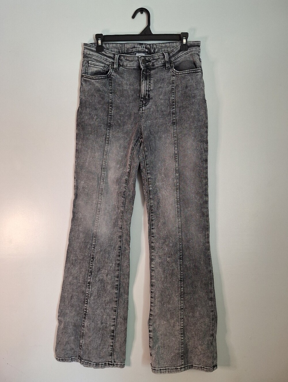 Women’s Gray Acid-Wash Flared Jeans